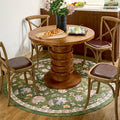 jinchan 6ft Floral Round Rug for Dining Room - Washable Vintage Charm