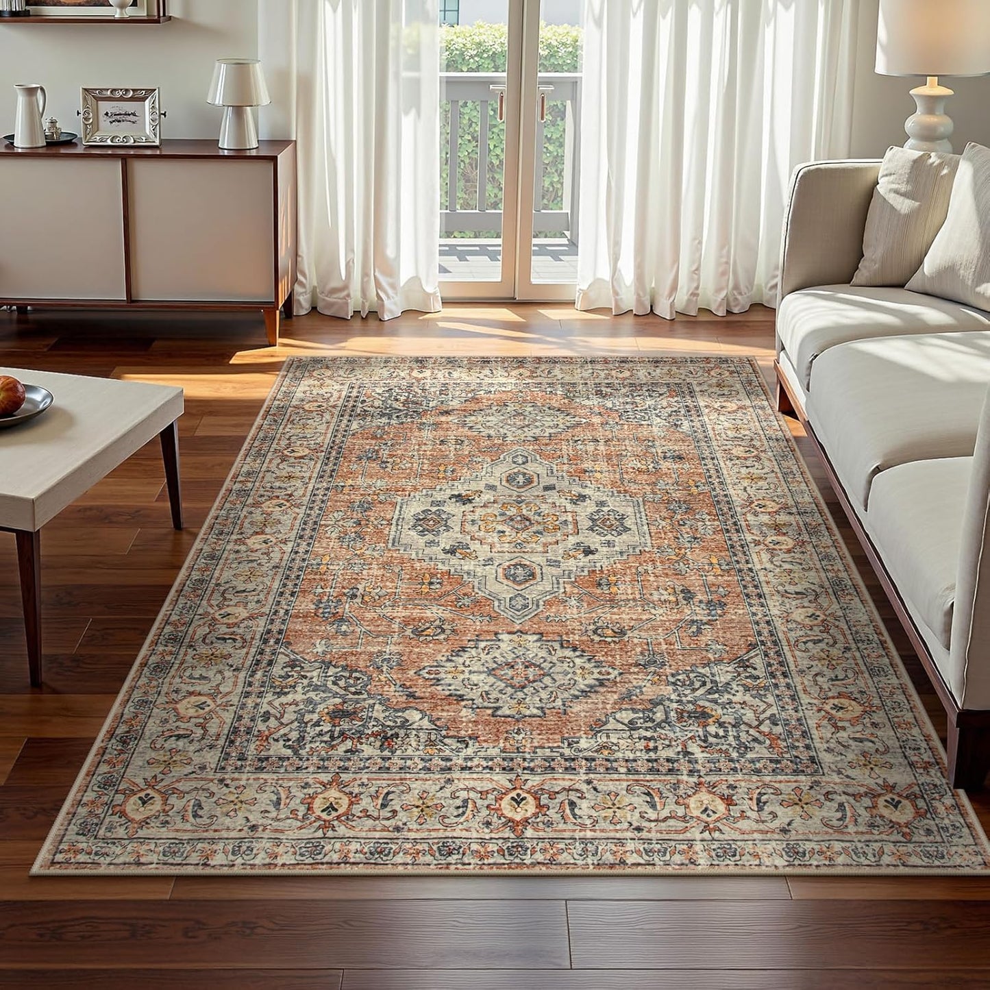 Lahome Oriental Washable Rugs 5x7 for Bedroom and Living Room