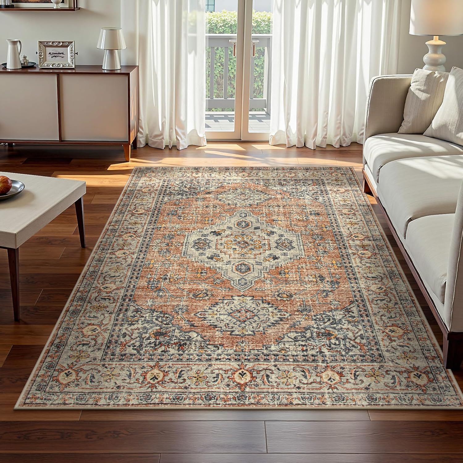 Lahome Oriental Washable Rugs 5x7 for Bedroom and Living Room