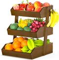 Bamboo Fruit Basket 3 Tier Fruit Bowl for Kitchen Counter - Large