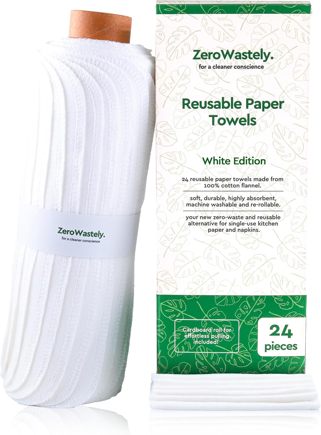 Reusable Paper Towels Value Pack of 24 Super Soft Cotton Towels