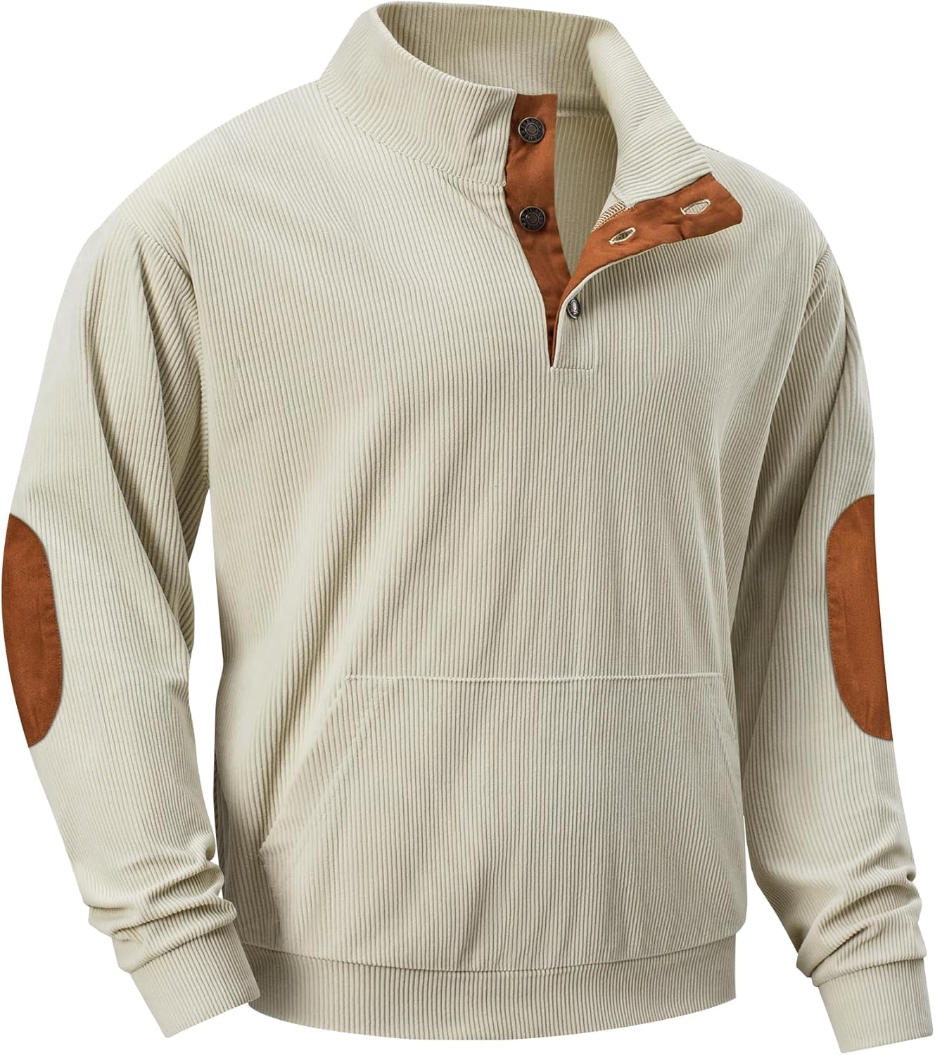 JMIERR Mens Warm Corduroy Sweatshirt with Stand Collar Design