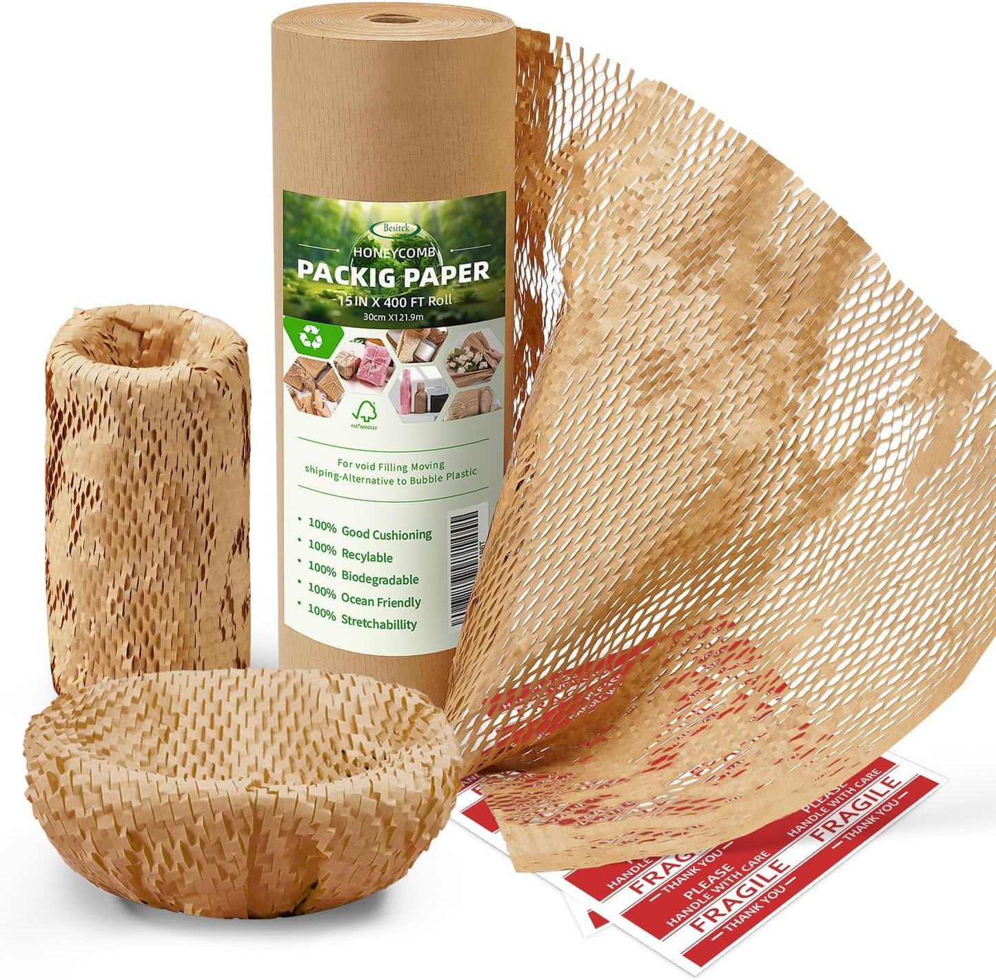 Honeycomb Packing Paper Wrap 15in x 400ft Eco-Friendly Solution