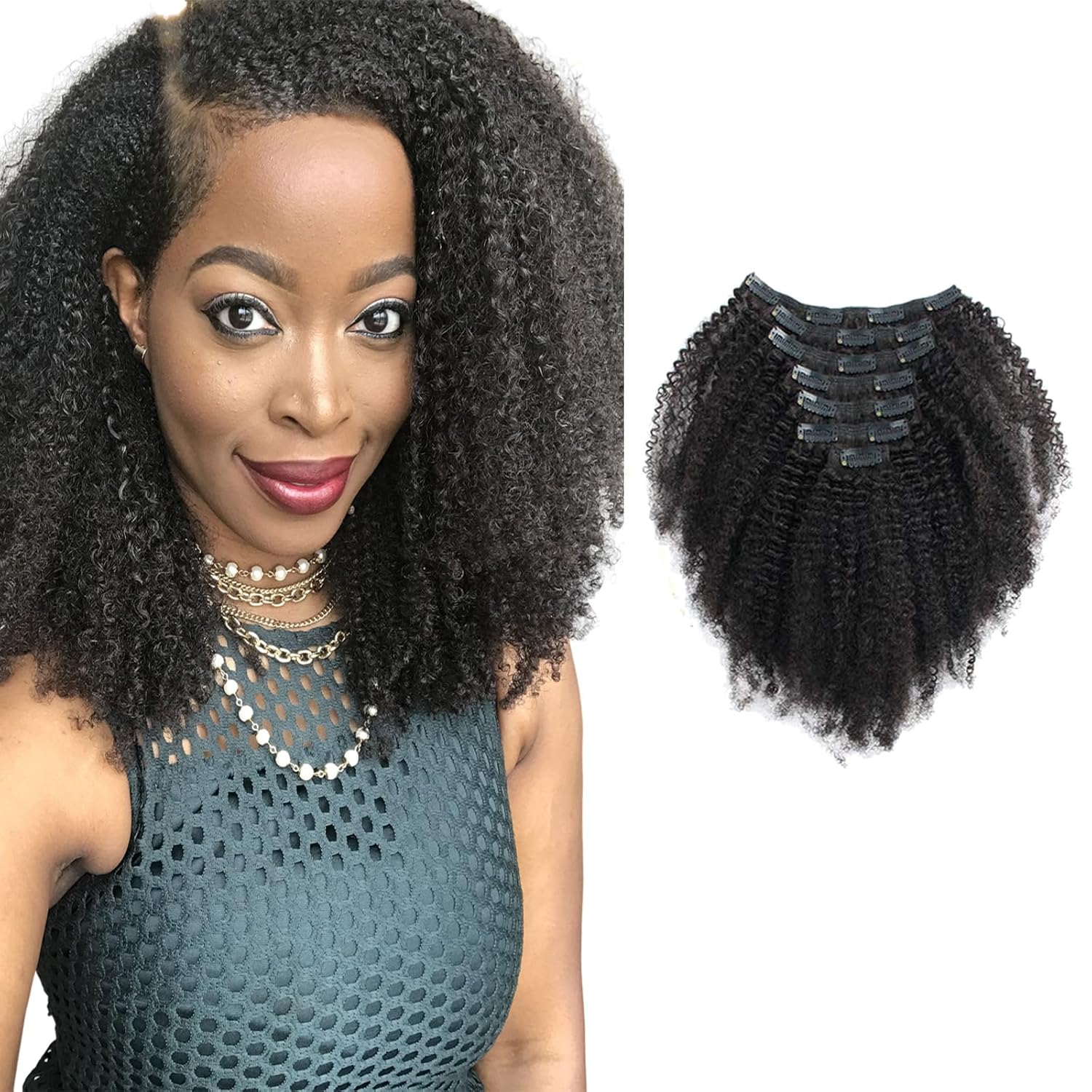 Sassina Real Thick Virgin Brazilian Afro Curly Clip In Hair Extensions