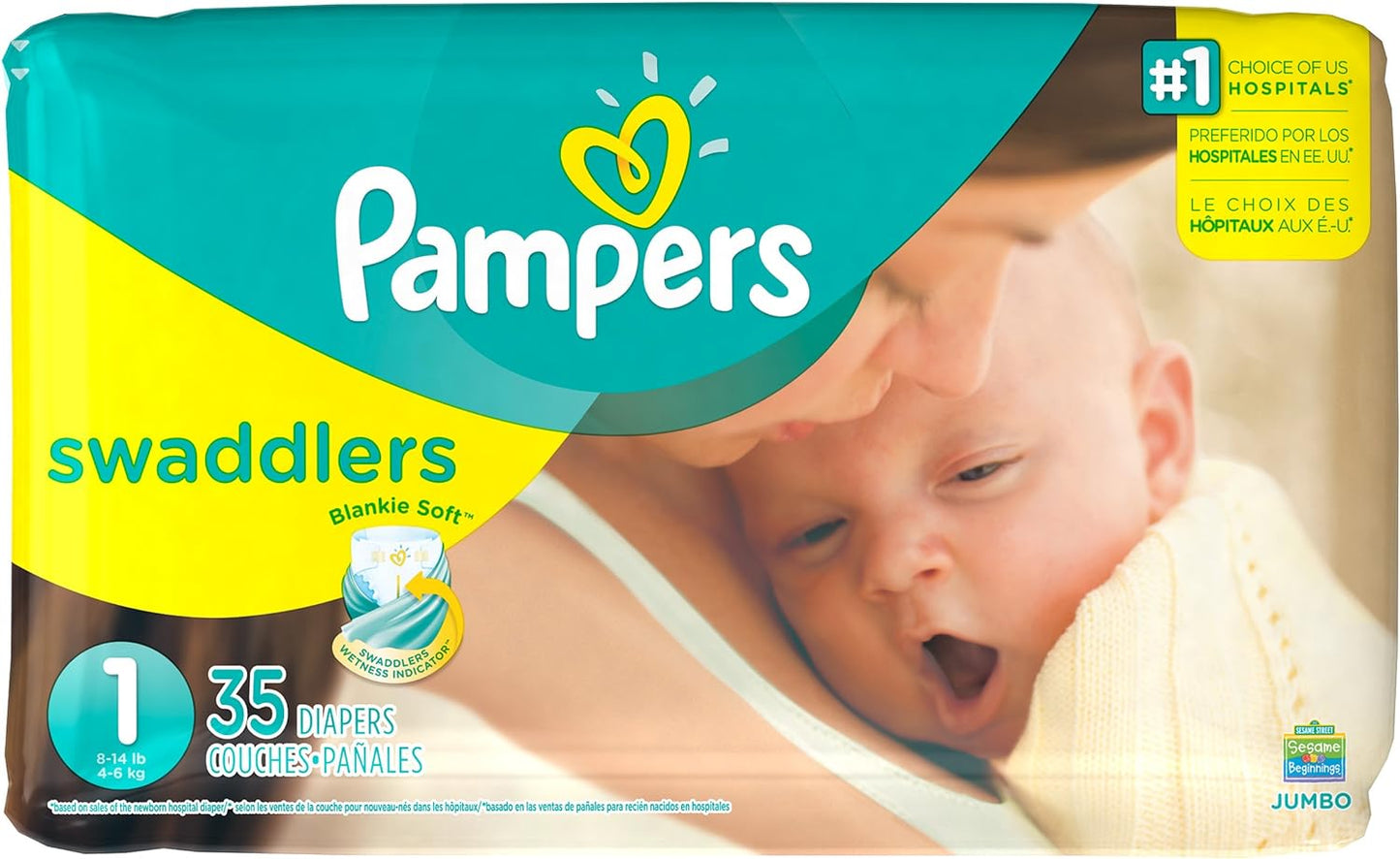 Pampers Swaddlers Size 1: 35 Newborn Diapers for Gentle Care