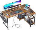 48 in Small L Shaped Gaming Computer Desk - Power Outlets & Storage