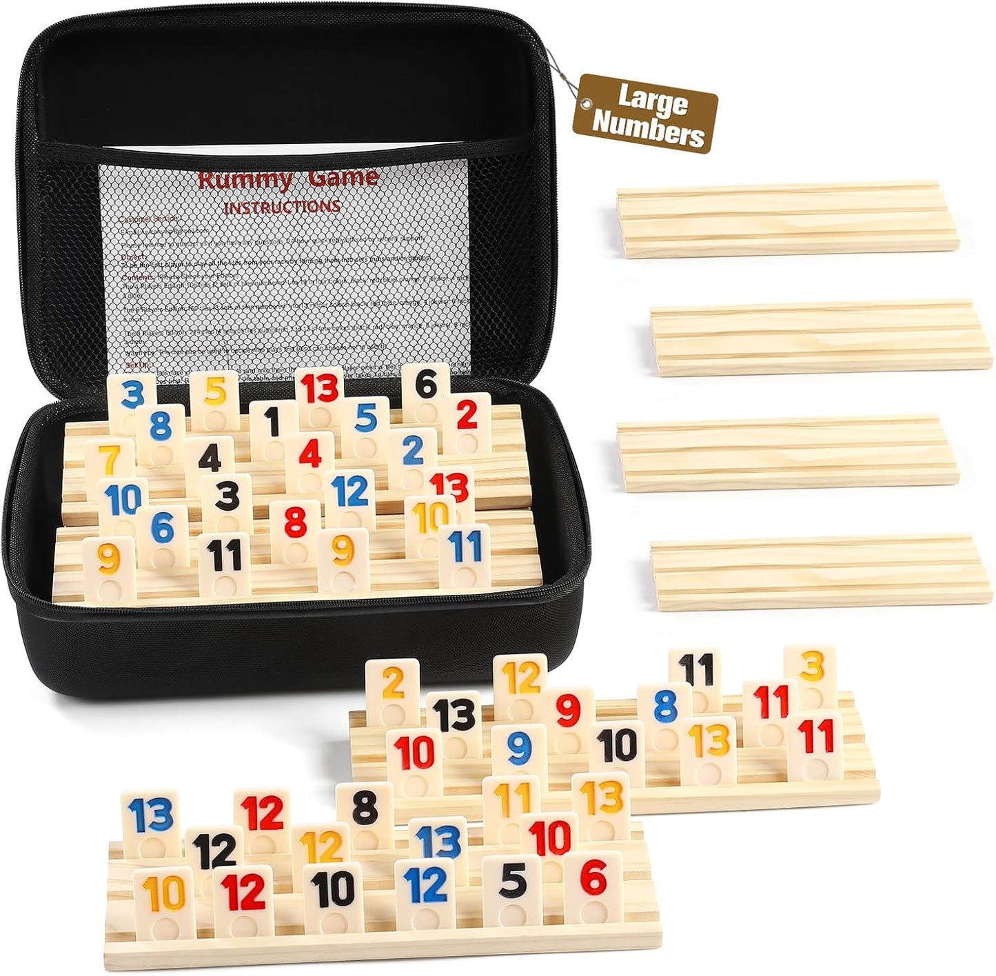 Rummy Cube 8 Player Edition with Wooden Racks for Fun Family Games