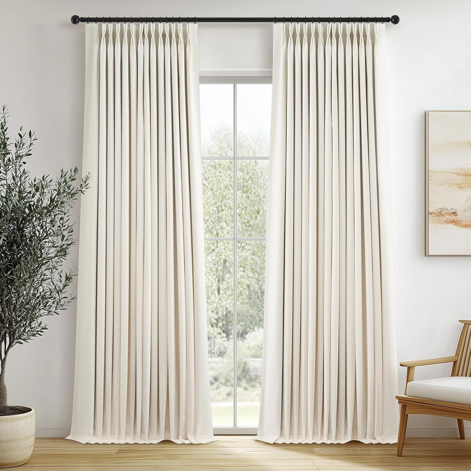 Topfinel Pinch Pleated Blackout Linen Curtains for Any Room