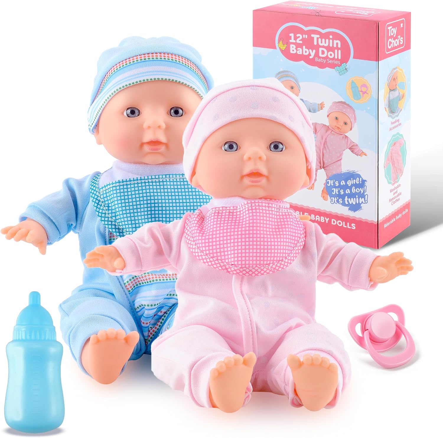 Soft Body Twin Baby Doll Set for 2-5 Year Olds