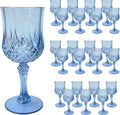 Plastic 24Pcs Blue Wine Glasses Cordial Goblet Set - Durable Party