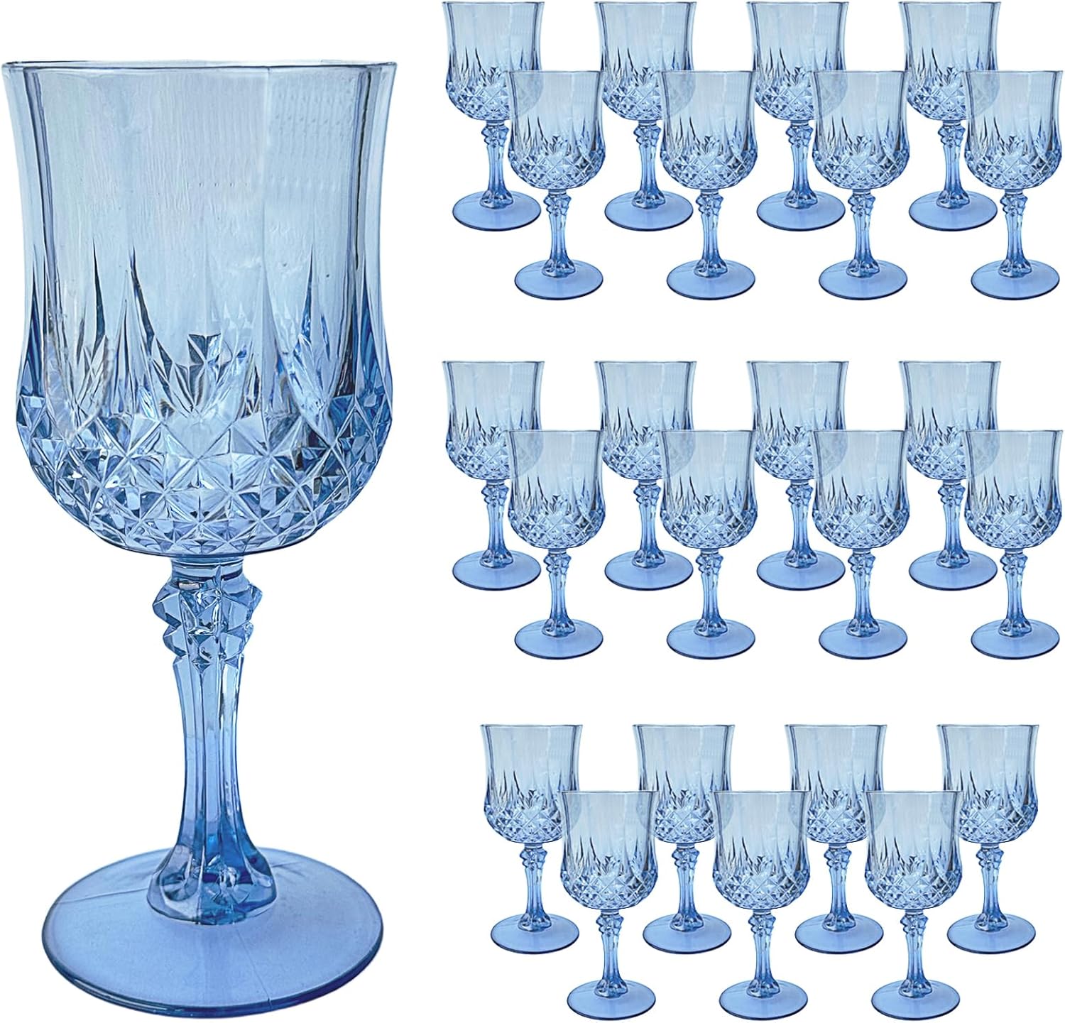 24Pcs Blue Wine Glasses for Weddings and Special Occasions