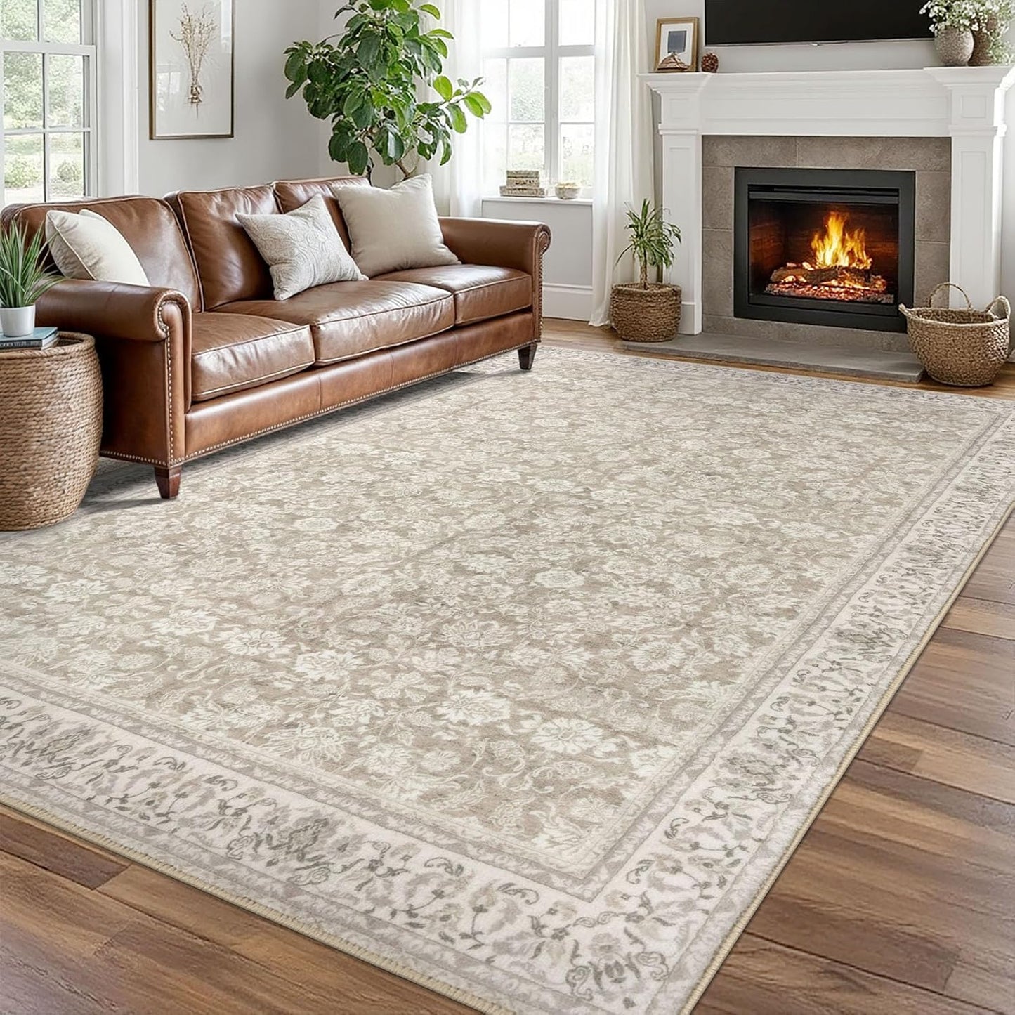 8x10 Area Rugs for Living Room Cream Beige White Grey Soft