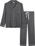 Womens Bamboo Viscose Pajama Set Long Sleeve - Cooling Sleepwear