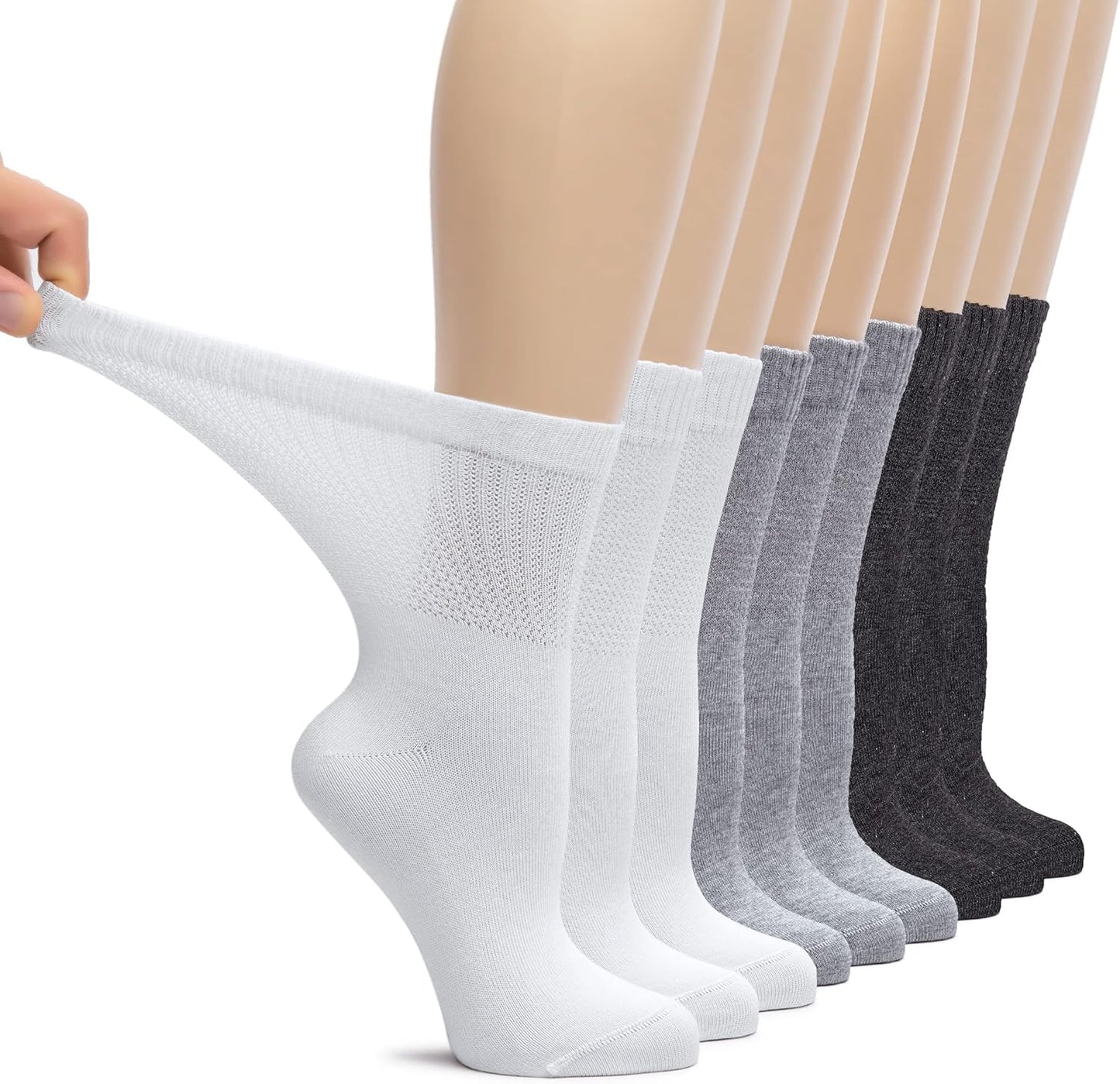 Hugh Ugoli Women's Loose Fit Diabetic Crew Socks for Comfort