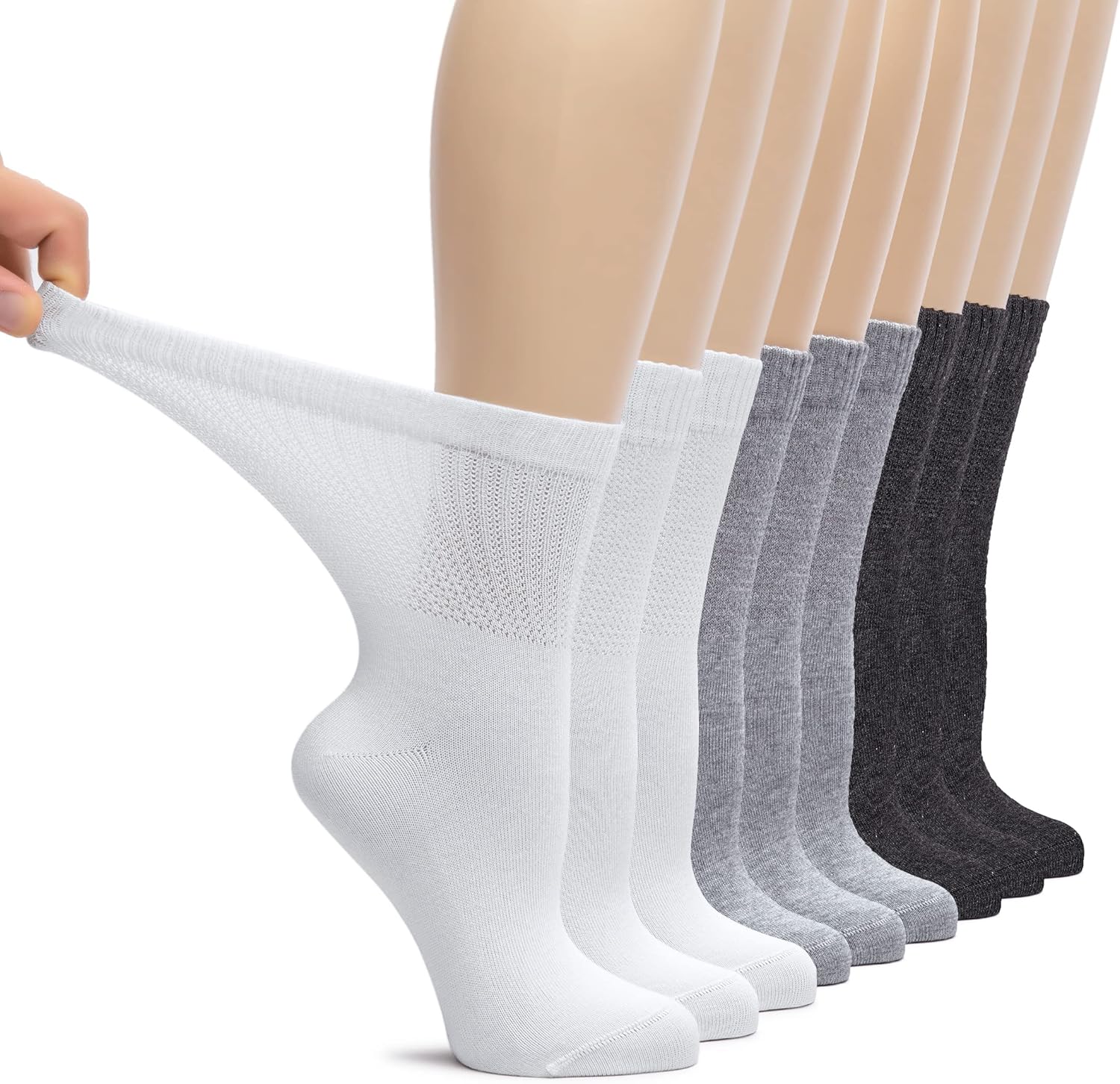Hugh Ugoli Women's Loose Fit Diabetic Crew Socks for Comfort