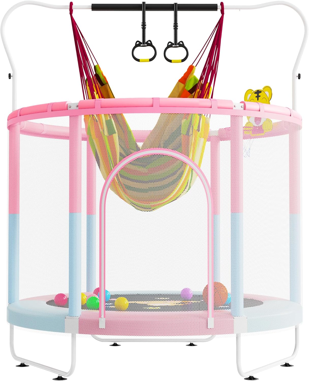 60 Inch Trampoline for Kids with Safety Enclosure and Hoop