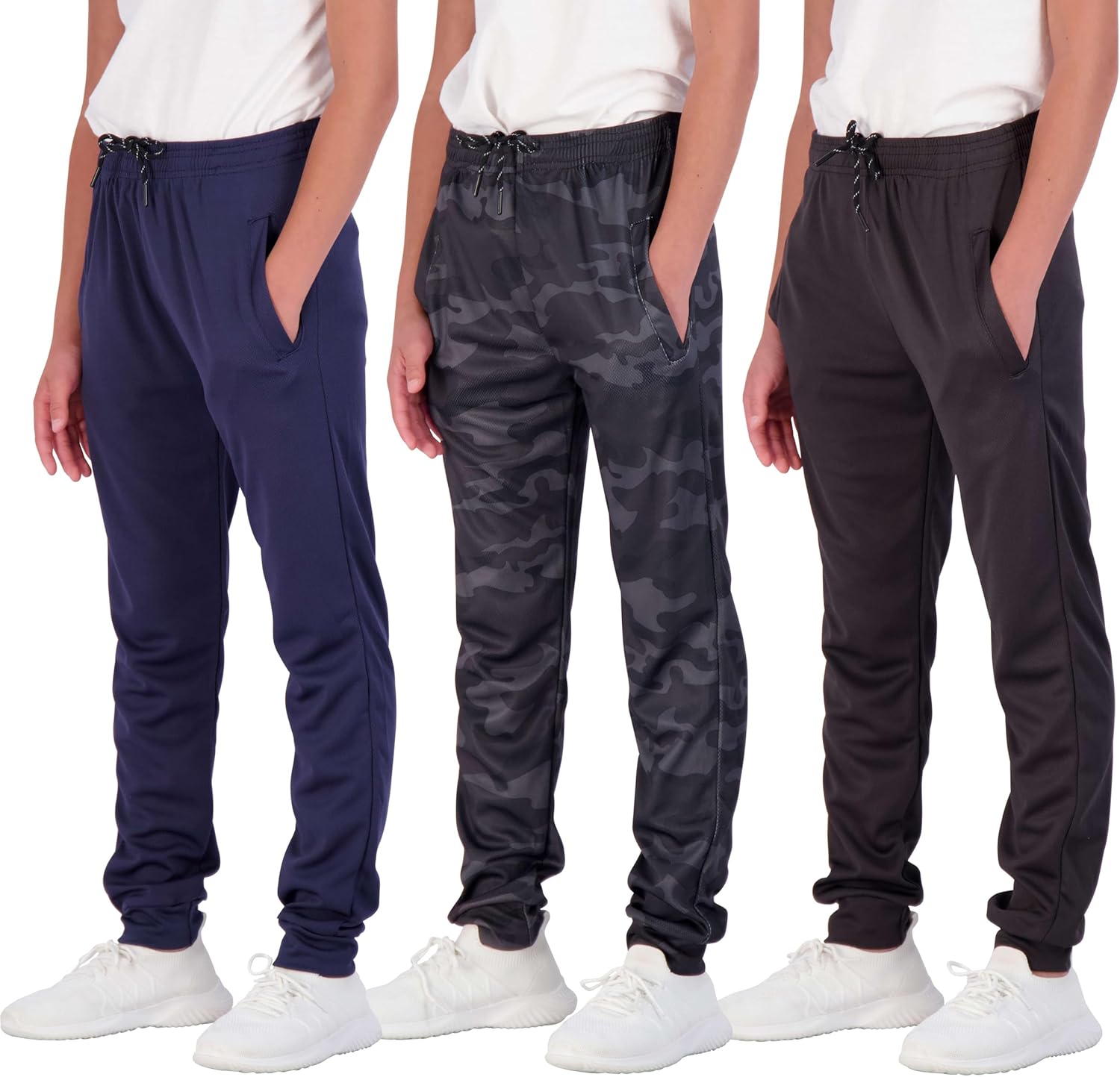 Real Essentials Boy's Mesh Jogger Sweatpants for Active Kids