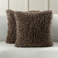FUTEI Chocolate Faux Wool Throw Pillow Covers 26x26 in Set of 2