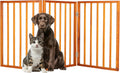 Pet Gate 3-Panel Indoor Foldable Dog Fence - Freestanding Mahogany