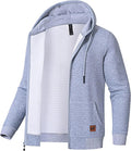 Men's Jacquard PlaidCloth Lightweight Zipper Hoodie Jacket - Soft Warm
