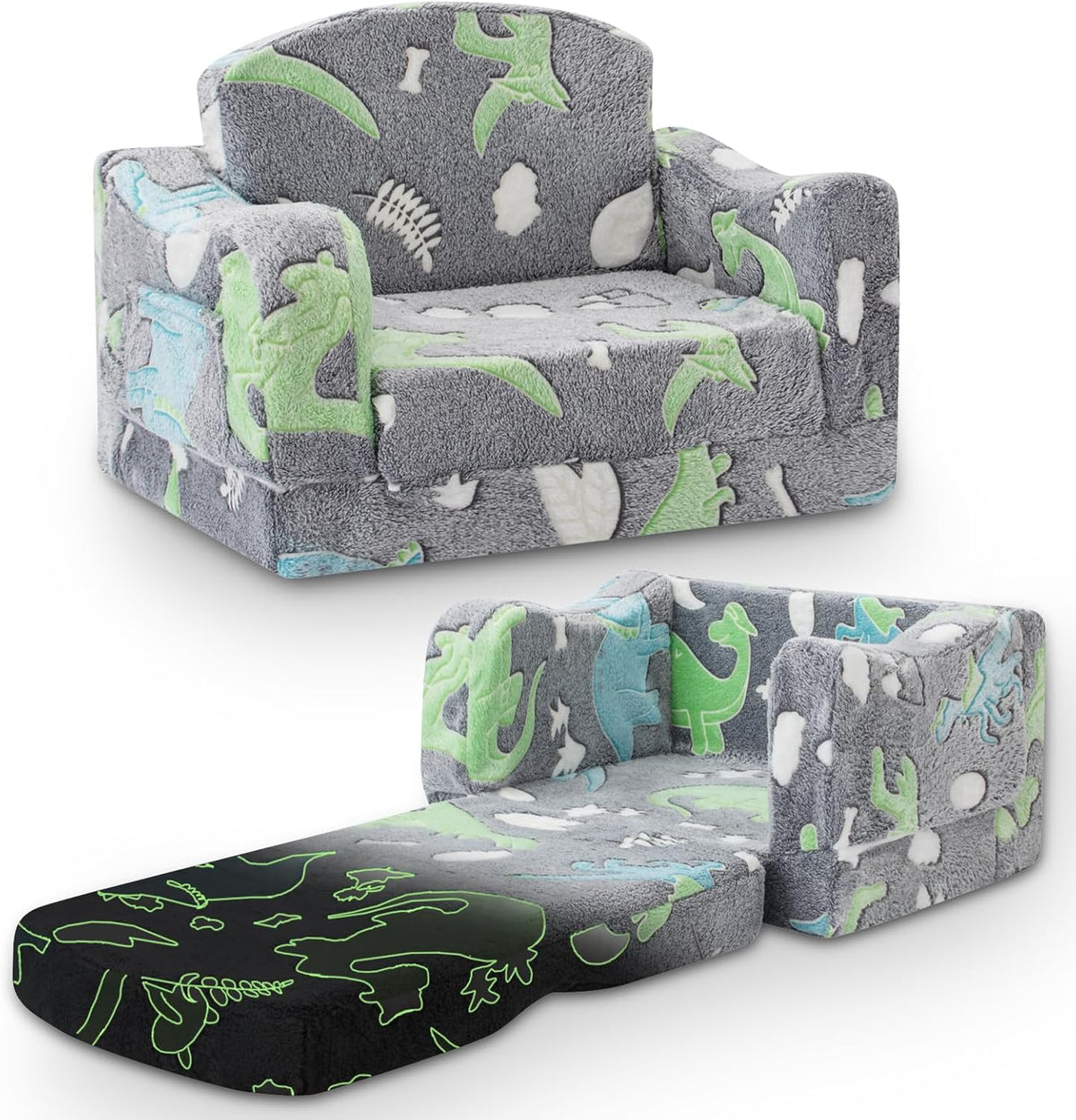 Thick Comfy Toddler Chair and Couch for Kids - 2-in-1 Fun