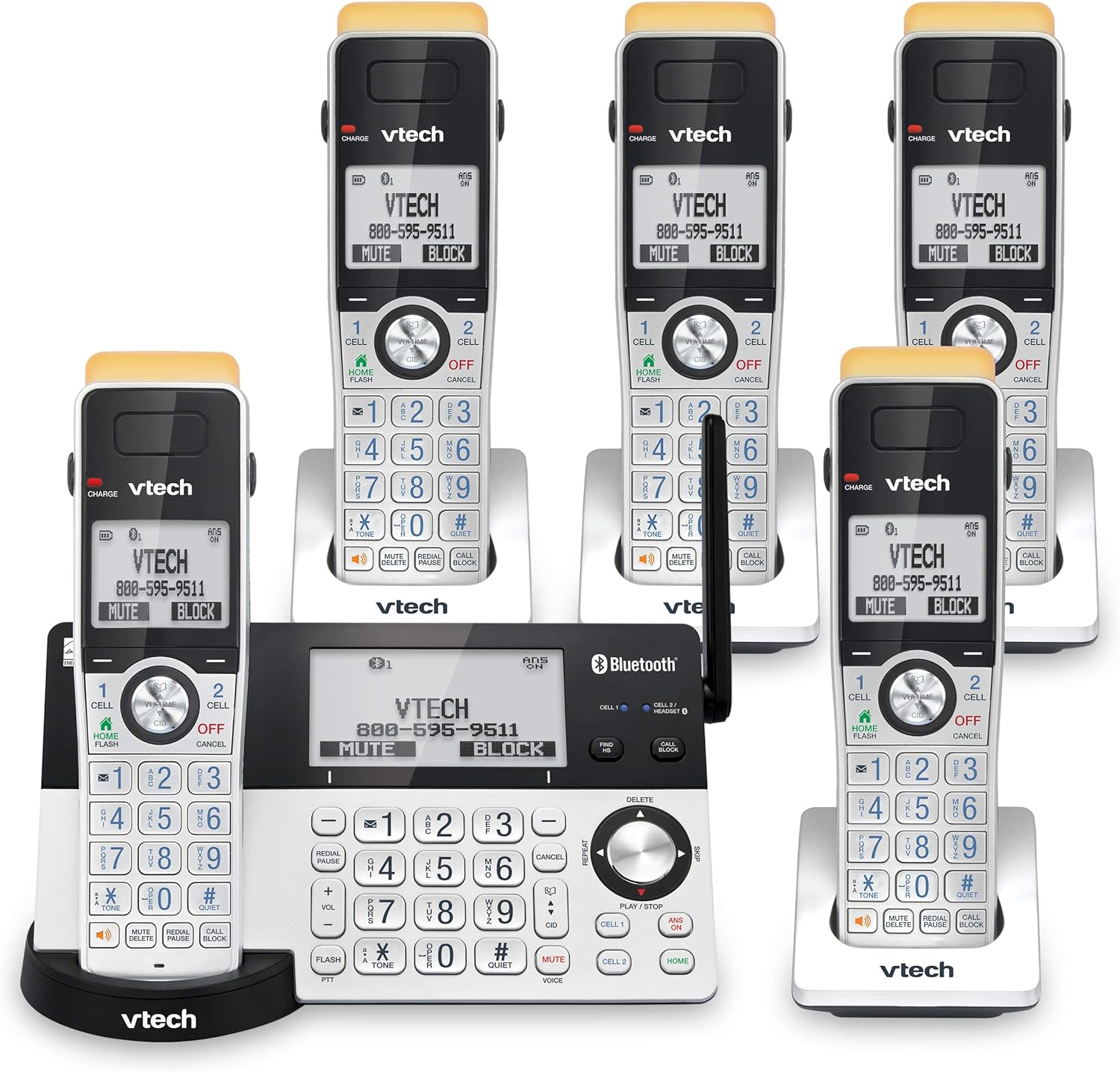 VTech IS8151-5 Super Long Range Cordless Phone with 5 Handsets