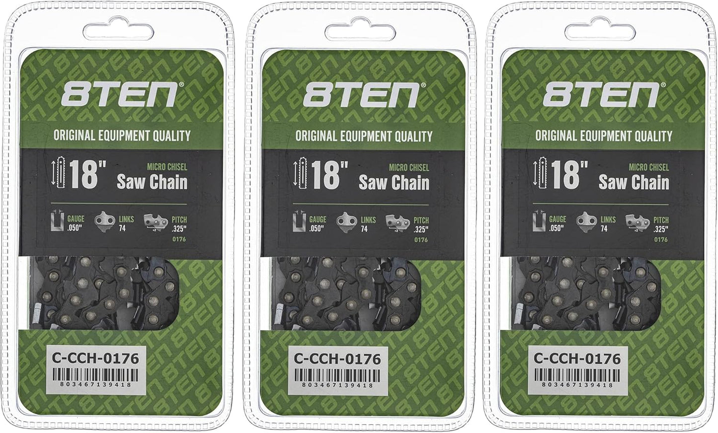 8TEN Micro Chisel Chainsaw Chain 18 Inch for Stihl and Red Max