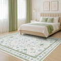 Oushak Area Rug for Bedroom 5x7 - Washable Blue Green Boho