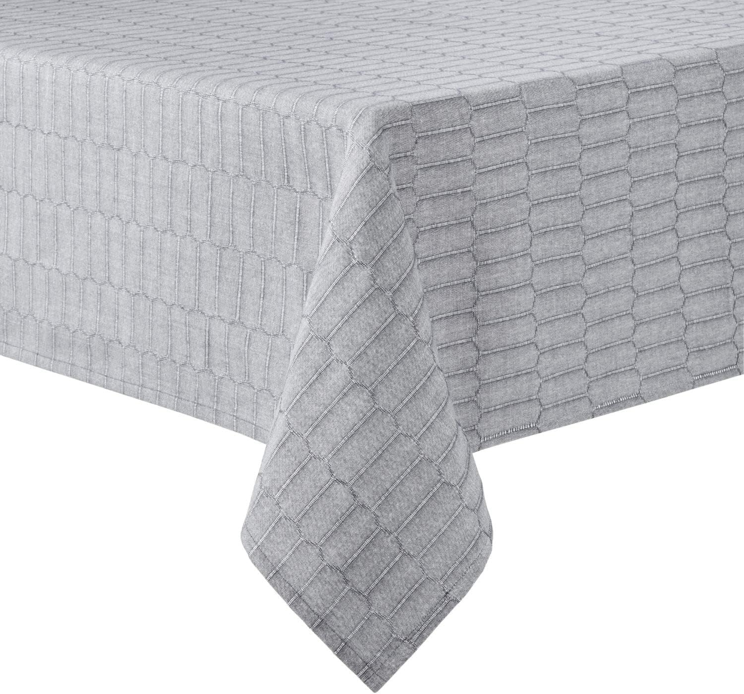 Martha Stewart Honeycomb Modern Farmhouse Tablecloth, Charcoal Grey