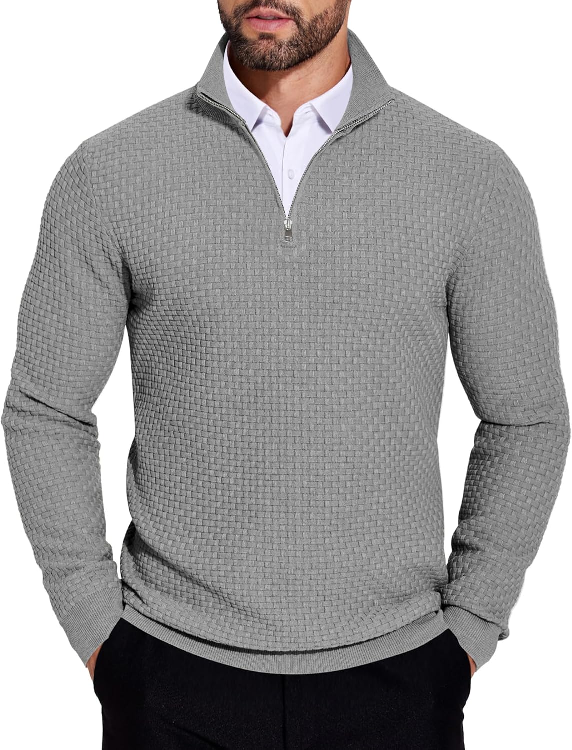 COOFANDY Men's Quarter Zip Sweaters for Stylish Winter Wear