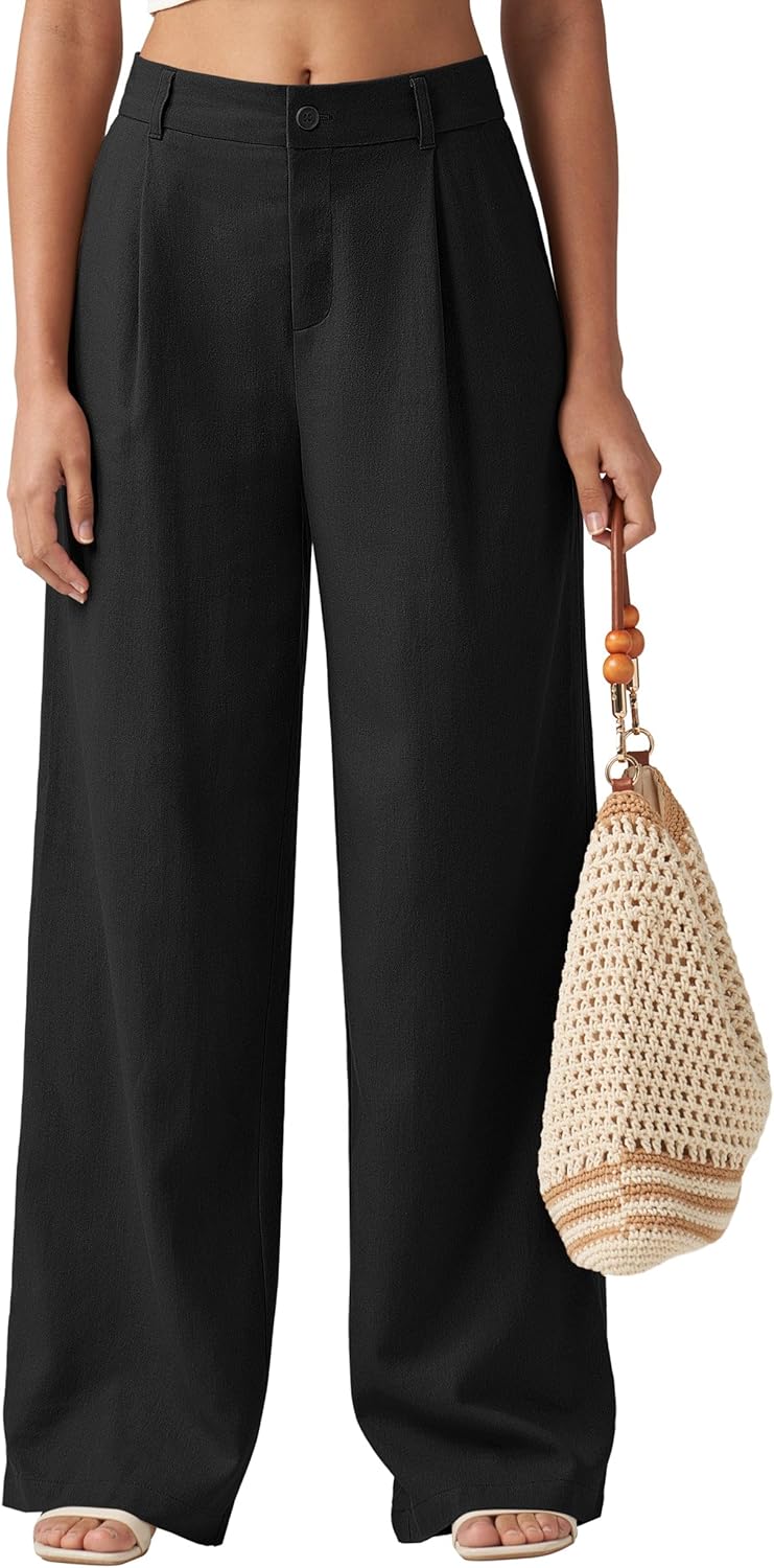 Willit Women's Linen Wide Leg Pants for Work and Casual Wear