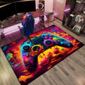 Gaming Area Rug Teen Boys Carpet Lava Design Gamepad - Cozy Play Mat
