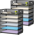 Desk Organizer 6 Tier Letter Tray with Handle - Portable Paper Sorter