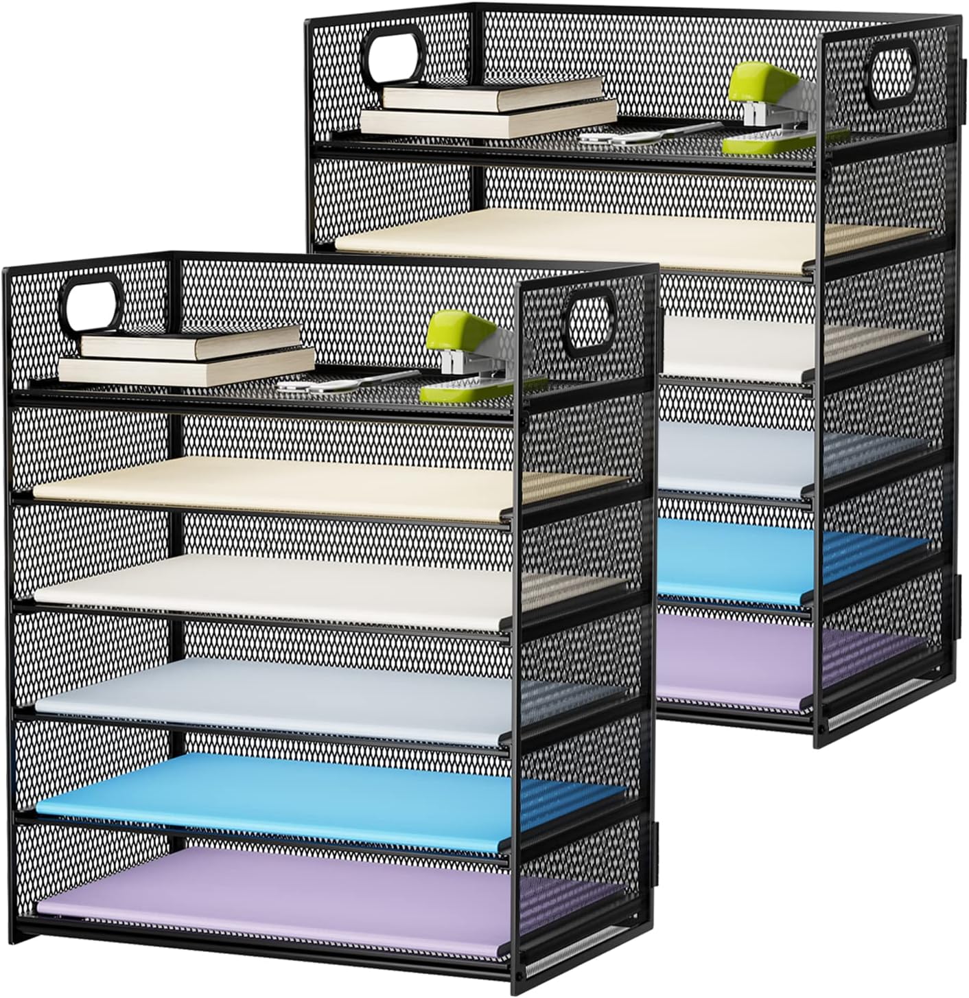 Marbrasse 2 Pack Desk Organizer with Handle for Office Use