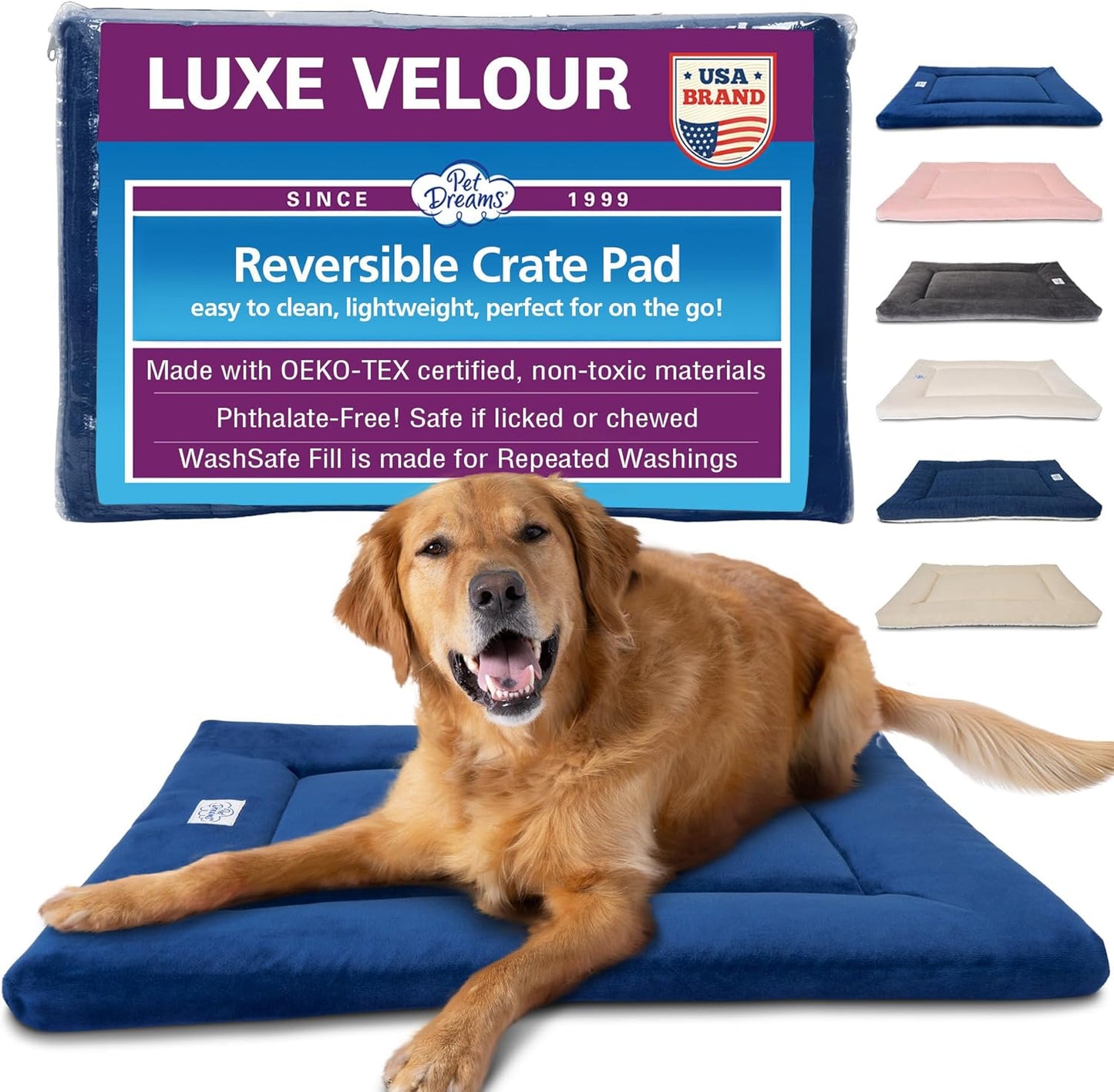 Pet Dreams Dog Crate Pad - Washable Kennel Mat for Pets