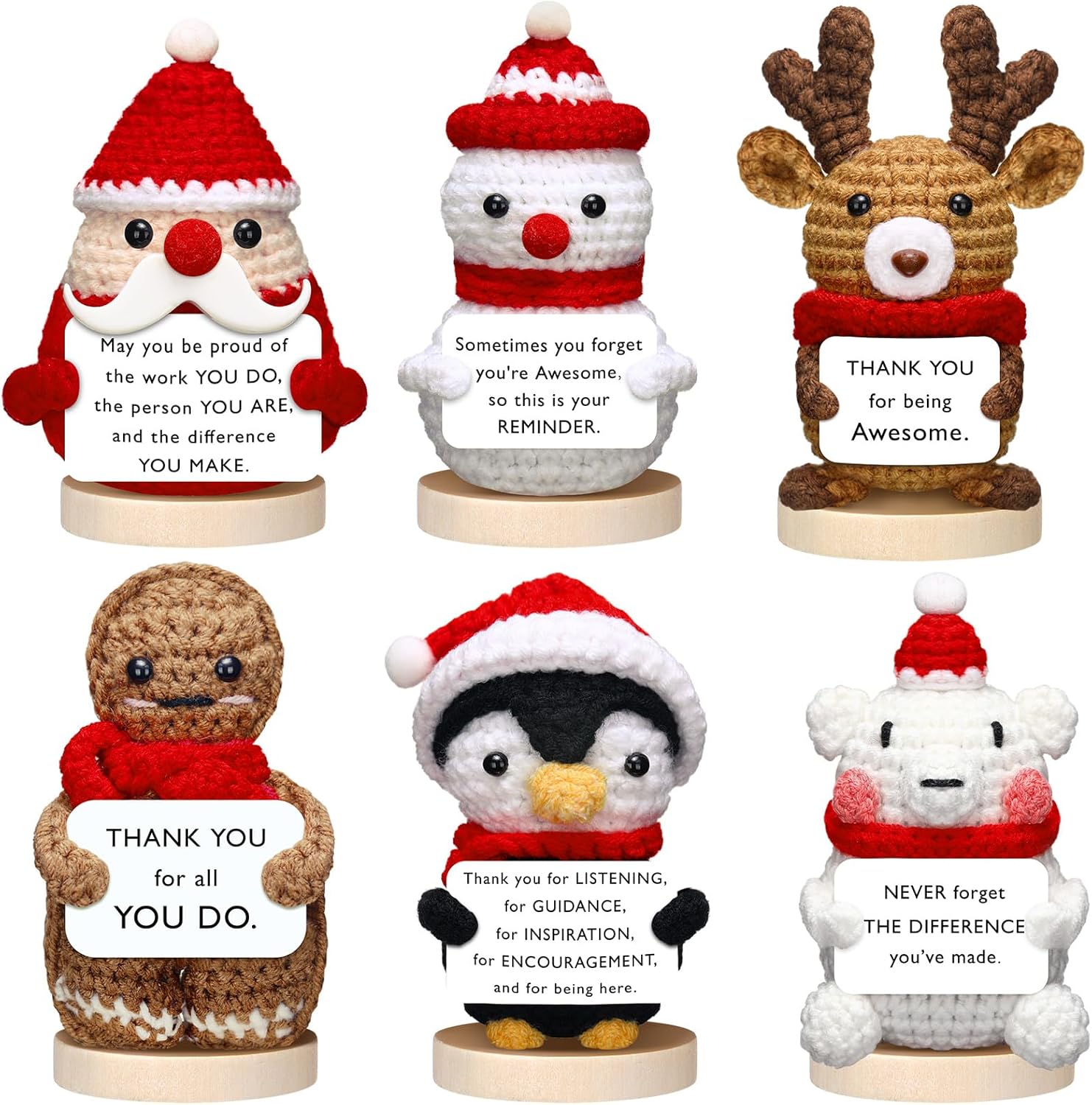 6 Pcs Employee Appreciation Gifts Handmade Crochet Dolls for Christmas