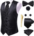 Hi-Tie Silk Mens Suit Vest Set with Tie and Bowtie - Wedding Ready