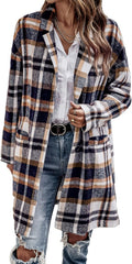 PRETTYGARDEN Plaid Shacket Jacket - Cozy Fall Tartan Overcoat