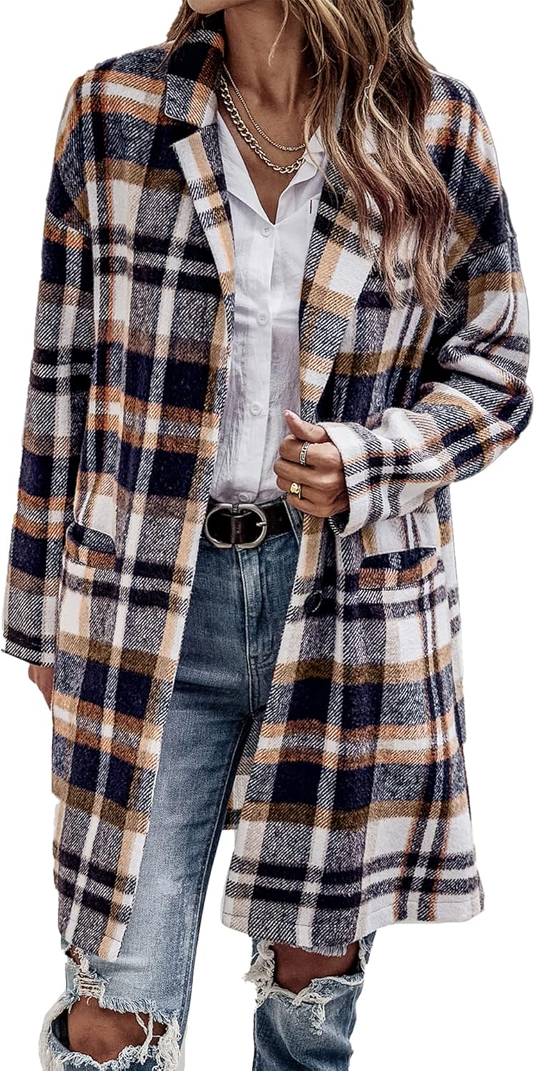 Trendy Plaid Shacket Jacket for Women - Cozy Winter Style