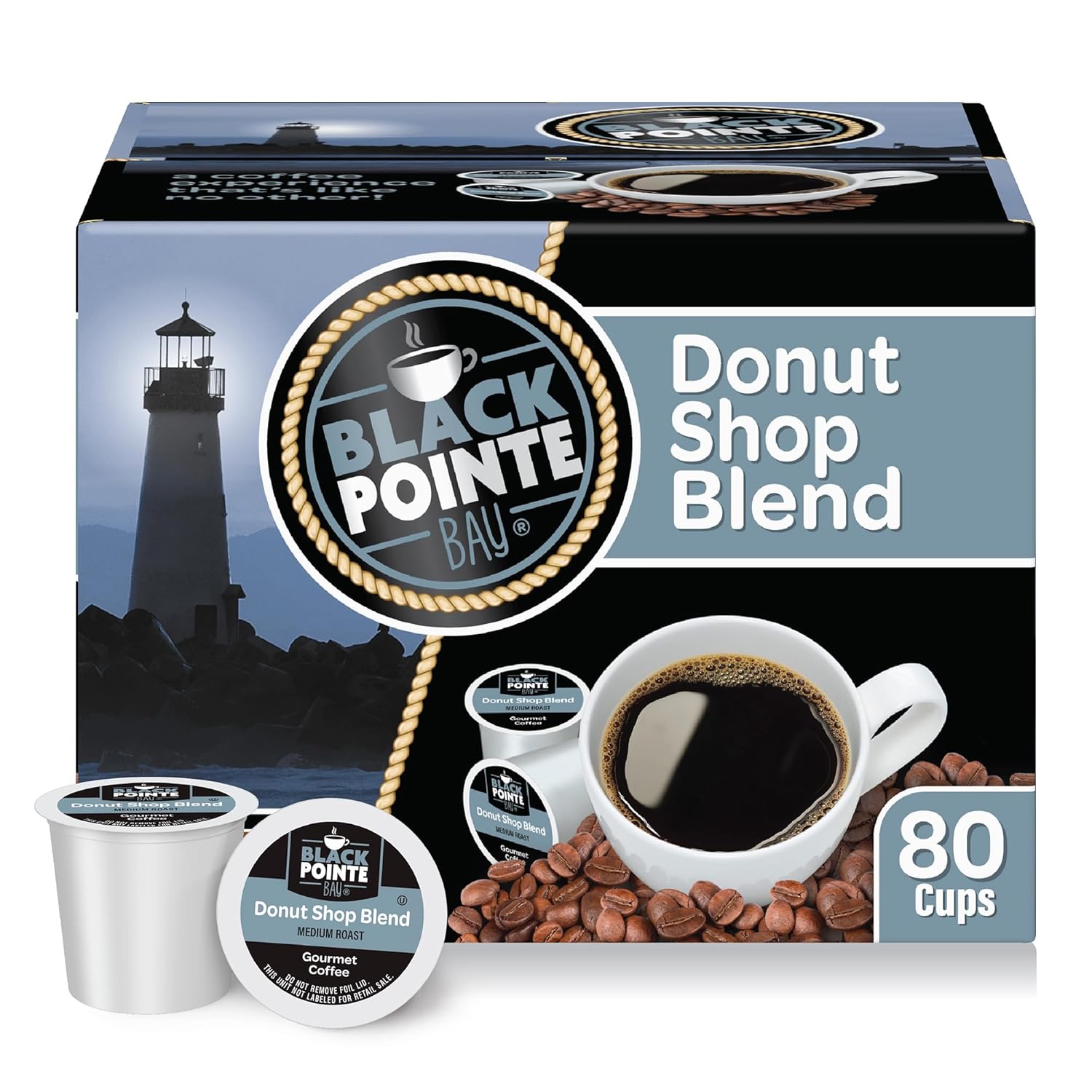 80 Count Medium Roast Coffee Pods by Black Pointe Bay