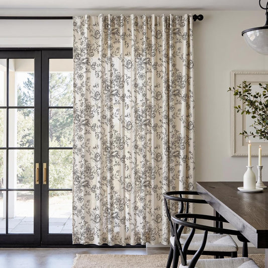 Elegant Floral Linen Curtains for Living Room and Patio Doors