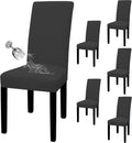 Dark Gray Waterproof Dining Chair Covers Set of 6 - Stretch Jacquard