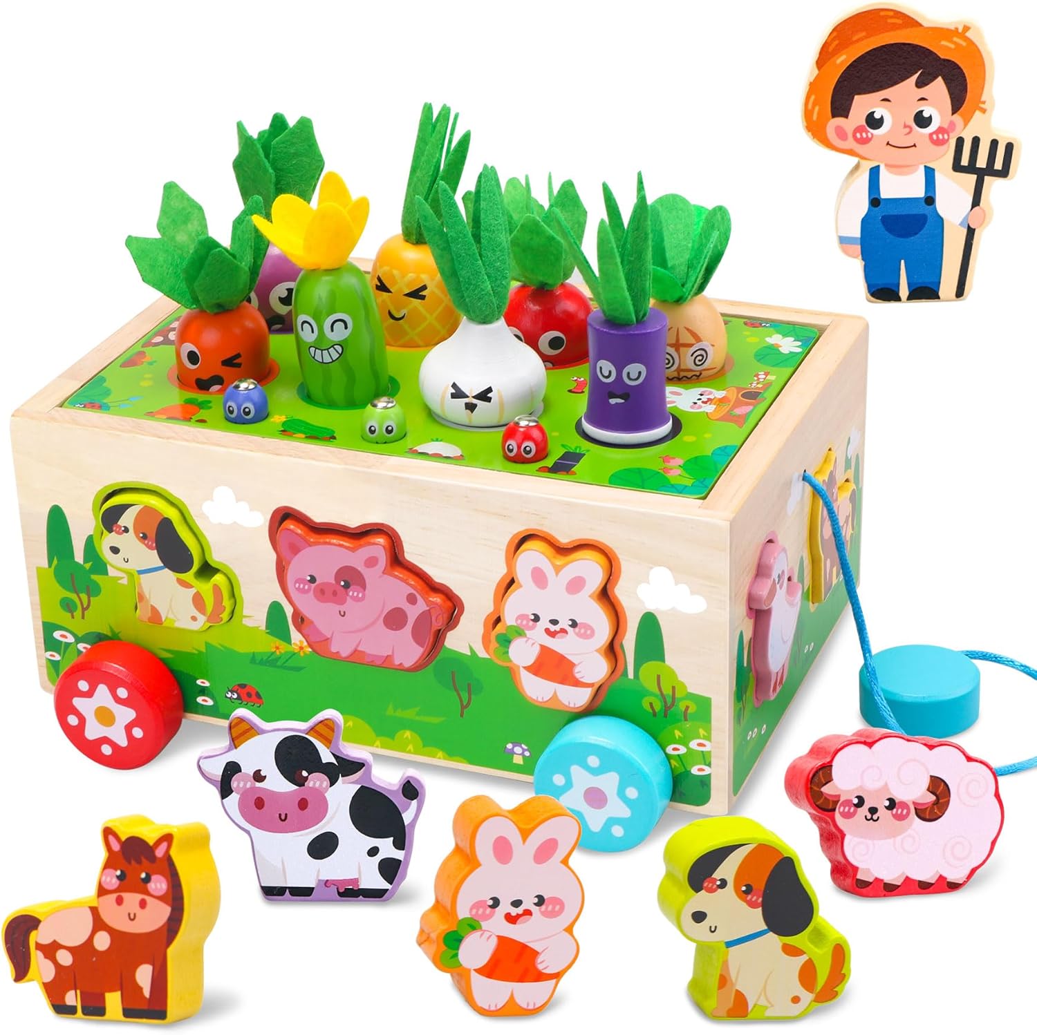 Wooden Montessori Toy Set for Toddlers 1-3 | Shape Sorting Fun!
