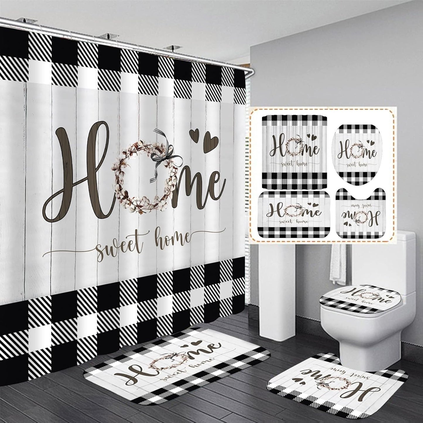 Rustic Plaid Bathroom Set - Home Sweet Home Vibes 