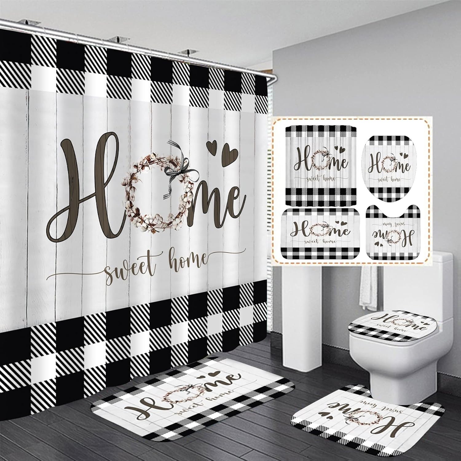 Rustic Plaid Bathroom Set - Home Sweet Home Vibes 