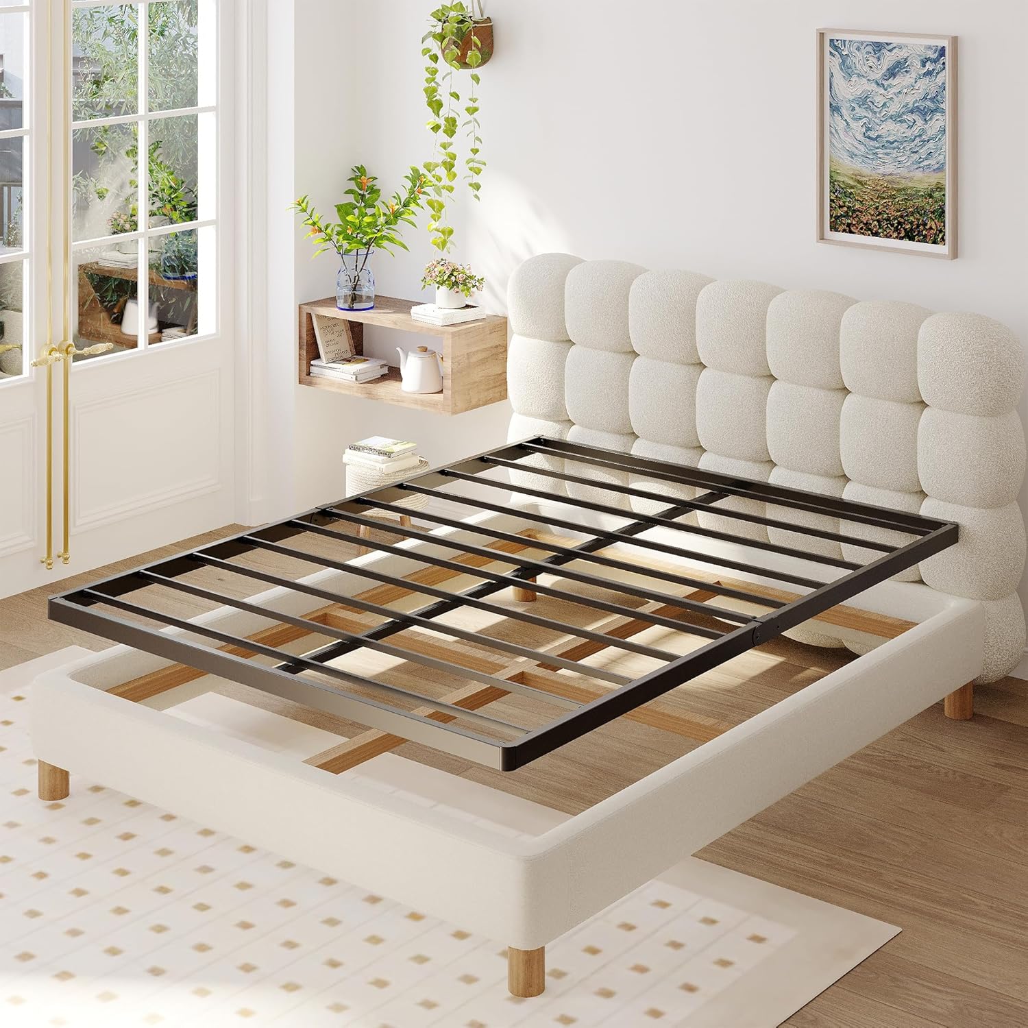 California King Box Spring Bed Base - Low Profile Metal Design