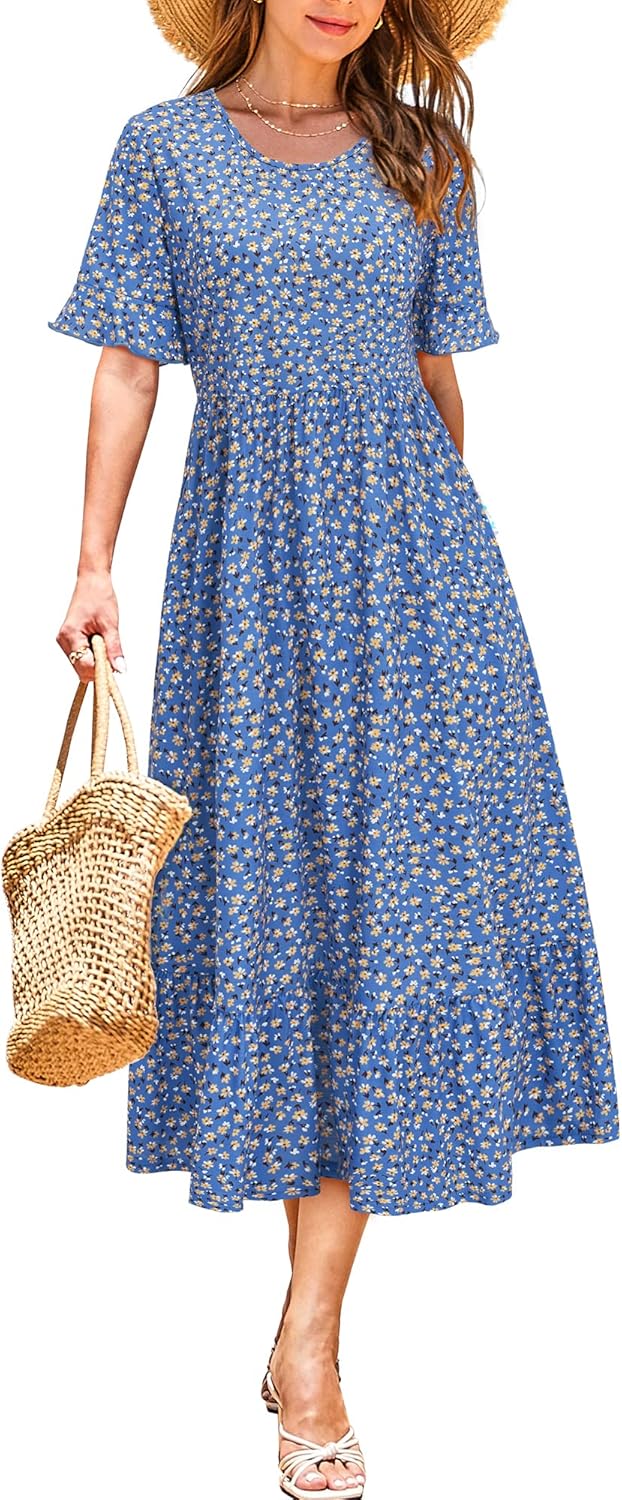 Stylish Women's Summer Casual Short Sleeve Tiered Dress 2025