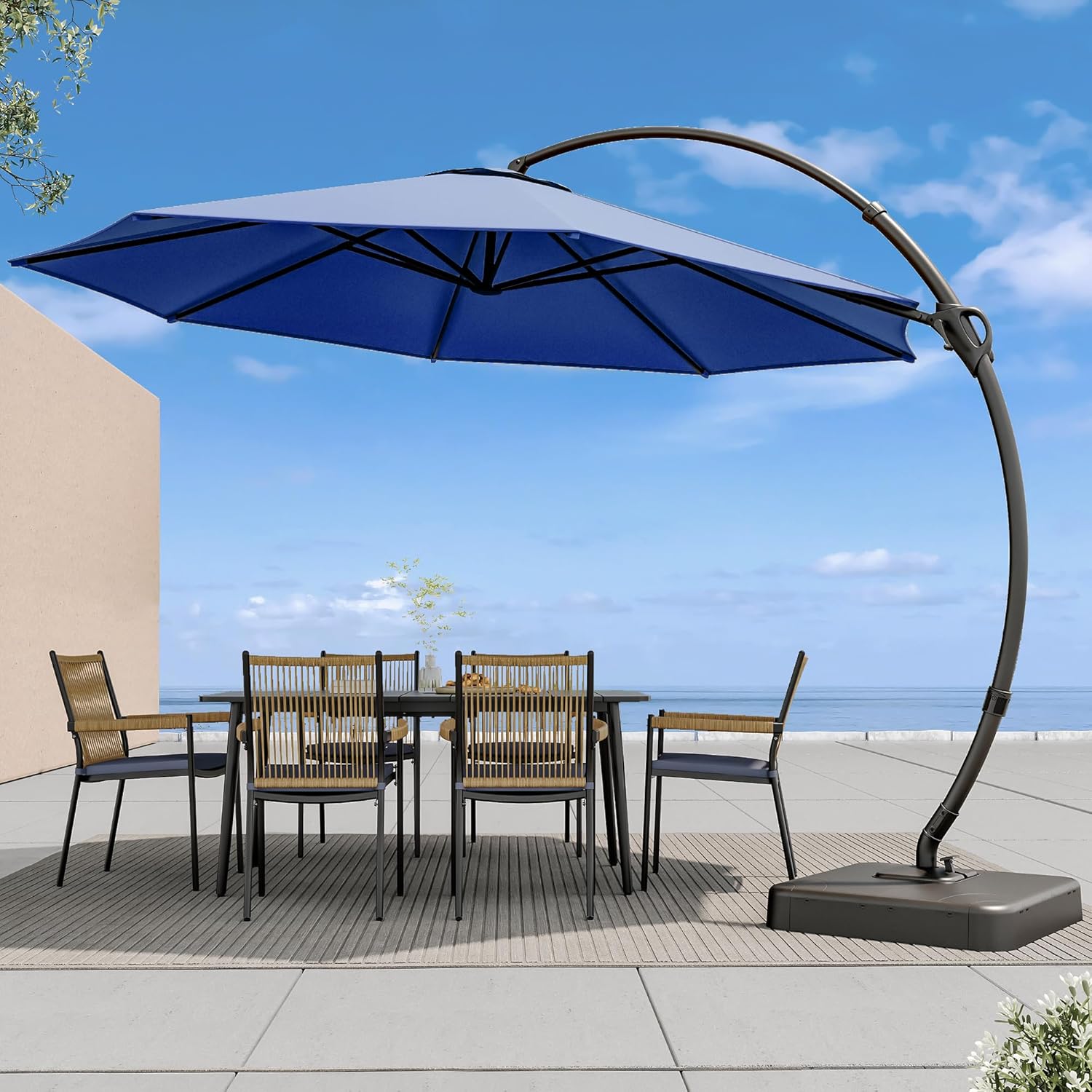 11 FT Deluxe Curvy Cantilever Umbrella for Market and Garden