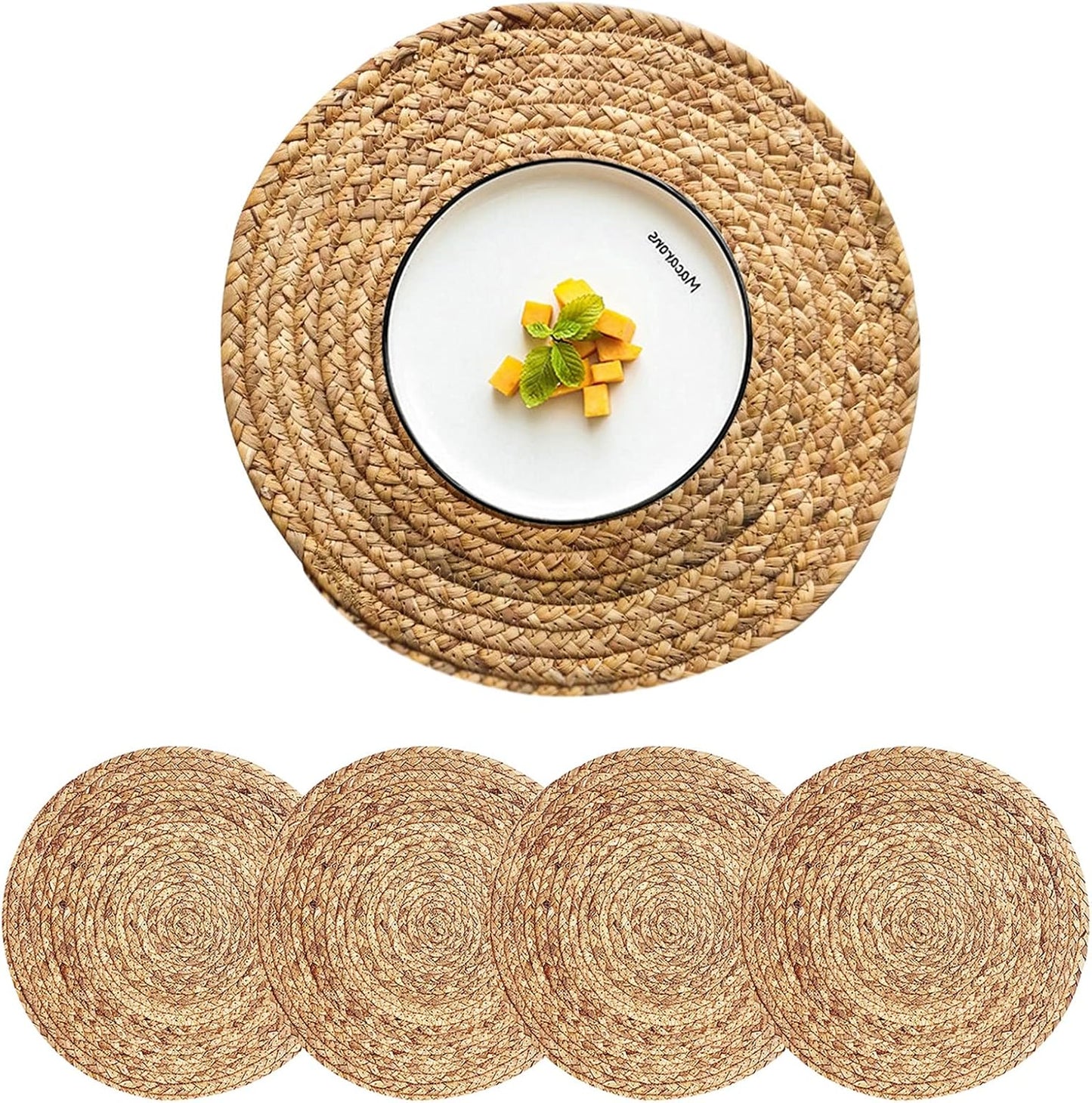 Round Woven Placemats Set of 4 for Elegant Dining Decor