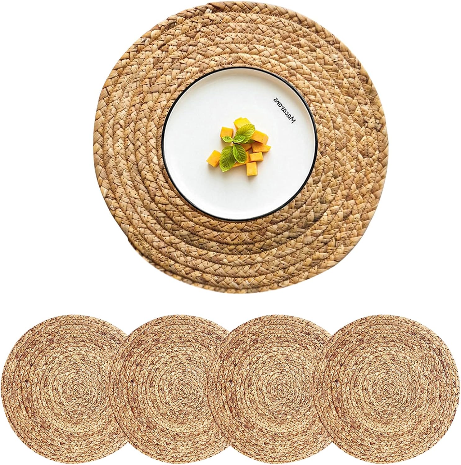 Round Woven Placemats Set of 4 for Elegant Dining Decor